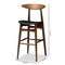 Baxton Studio Flora Black Faux Leather Upholstered Walnut Finished Bar Stool, PK2 144-8074 - alternate 8